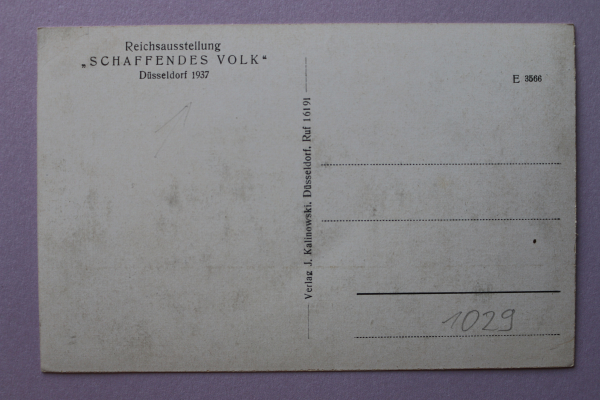 Postcard PC Duesseldorf 1937 Schaffendes Volk Dusseldorf Reichs-Exhibition fountain architecture NRW